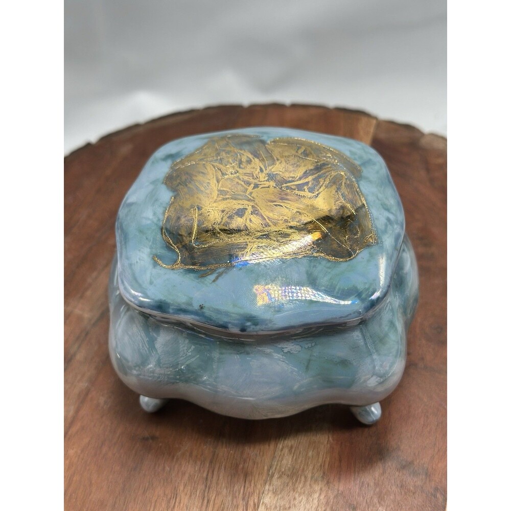 Mary Jesus Gold Gilt Design Lidded Dresser Box Jewelry Casket